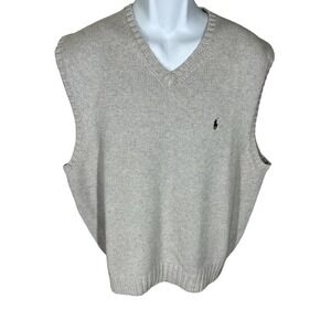 POLO Ralph Lauren Vintage Gray Cotton Sleeveless Sweater Vest‎ Men's Size XL